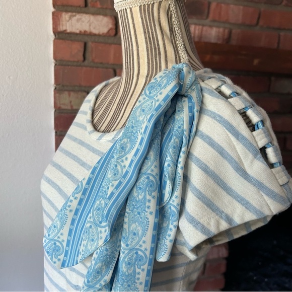 Claudie Pierlot Timber Striped Jersey Mini Dress in White Blue Sz 2 - Picture 7 of 10